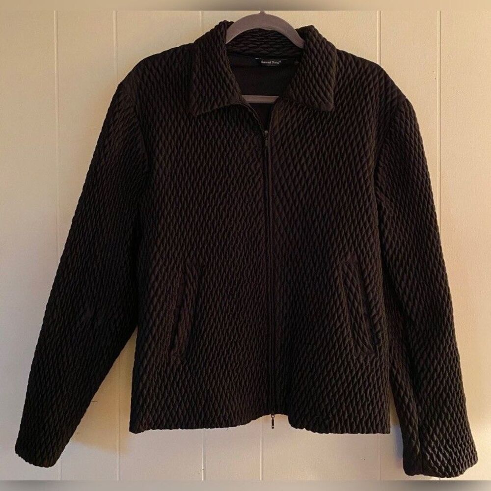 Samuel Dong Jacket Women’s Large Black Quilted Full Zip Silky